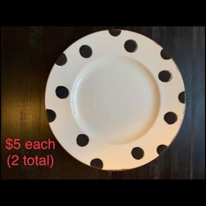 Black + White Polka Dot Dinner Plate